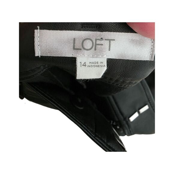 LOFT Black Faux Leather Paperbag Pants – Size 14 - Picture 5 of 7